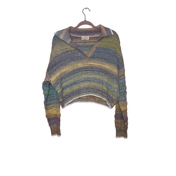 Universal Thread stripes knit cropped preppy sweater size medium - Picture 1 of 5